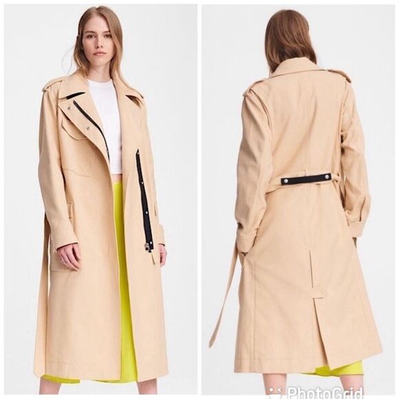 rag & bone Jackets & Blazers - Rag and Bone Ludlow Belted Collared Cotton Gabardine Trench Coat Beige Medium